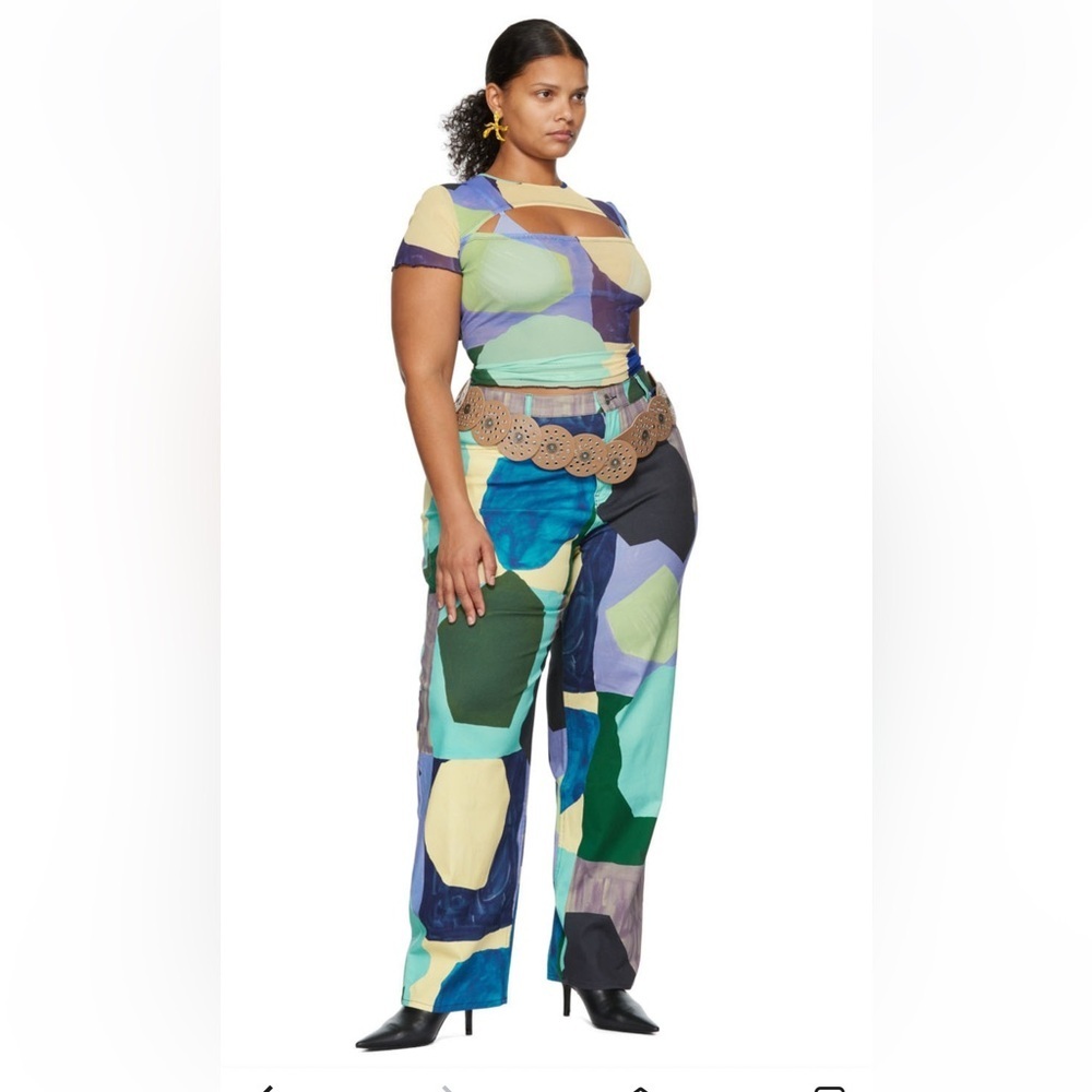 Miaou X 'Paloma' Blue Cotton Elsesser Fargo Pant Nwt